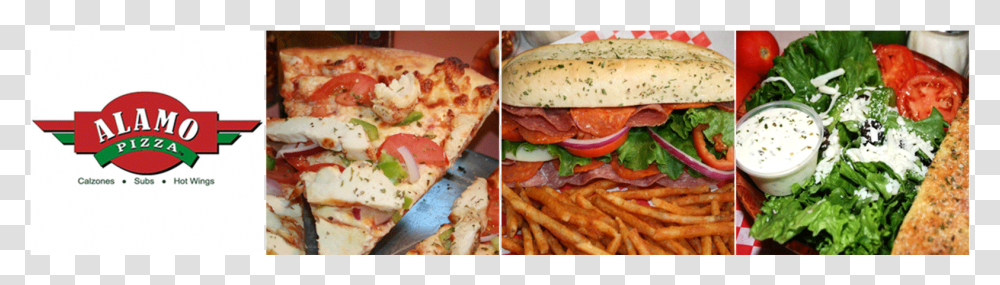 Alamo Pizza Amp Wings Menu, Burger, Food, Fries Transparent Png