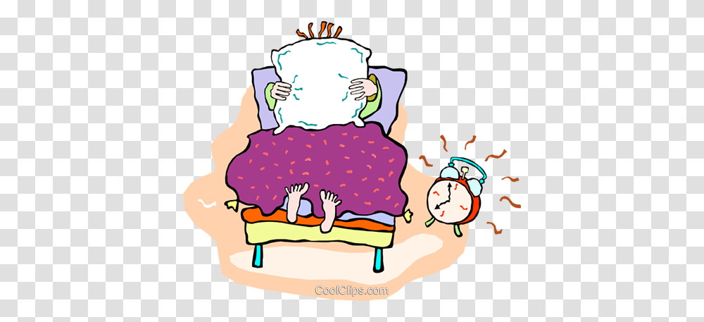 Alarm Clock Going Off In The Morning Royalty Free Vector Clip Art, Person, Human, Food, Cushion Transparent Png