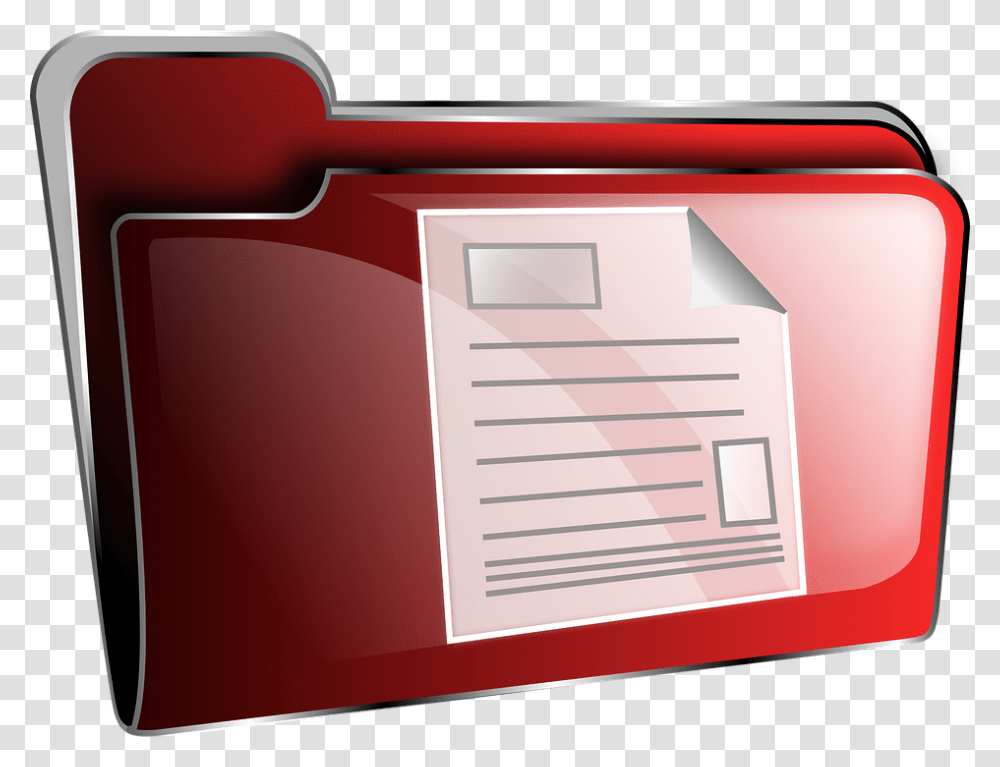 Alarm Devicetechnologyred Document Icon Folder, Mailbox, Letterbox, File Binder, File Folder Transparent Png