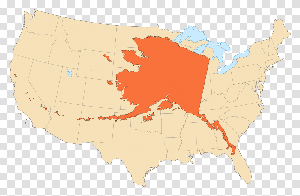 Alaska Area Compared To Conterminous Us Large Map Alaska Continental Us, Diagram, Atlas, Plot Transparent Png
