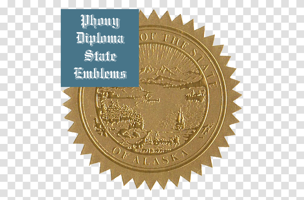 Alaska Embossed Gold State Emblem Applied To Fake Diplomas Buy 1 Get 1 Free Sticker, Gold Medal, Trophy, Rug, Coin Transparent Png