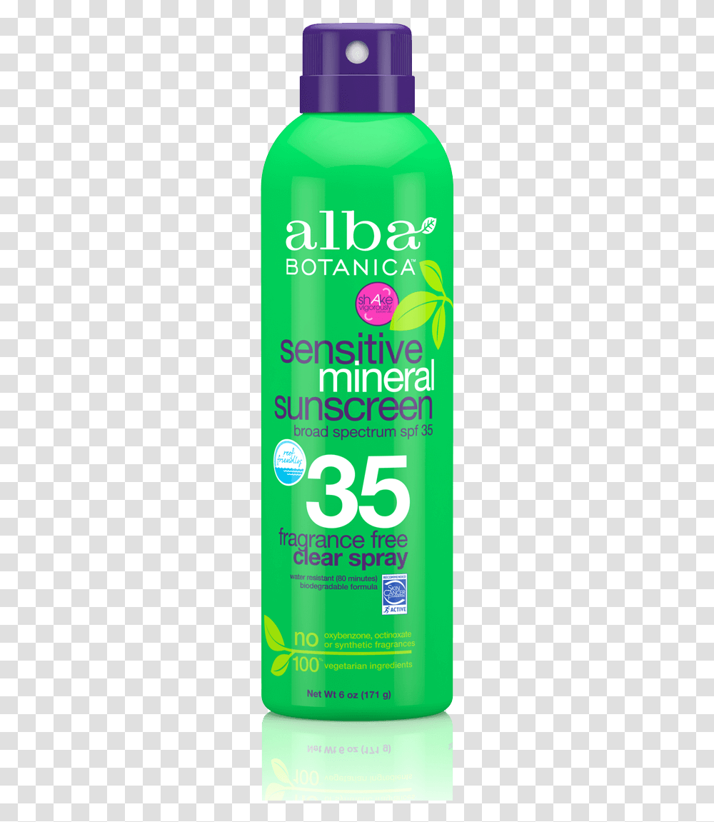 Alba Botanica Mineral Sunscreen Spray, Aluminium, Tin, Can, Bottle Transparent Png