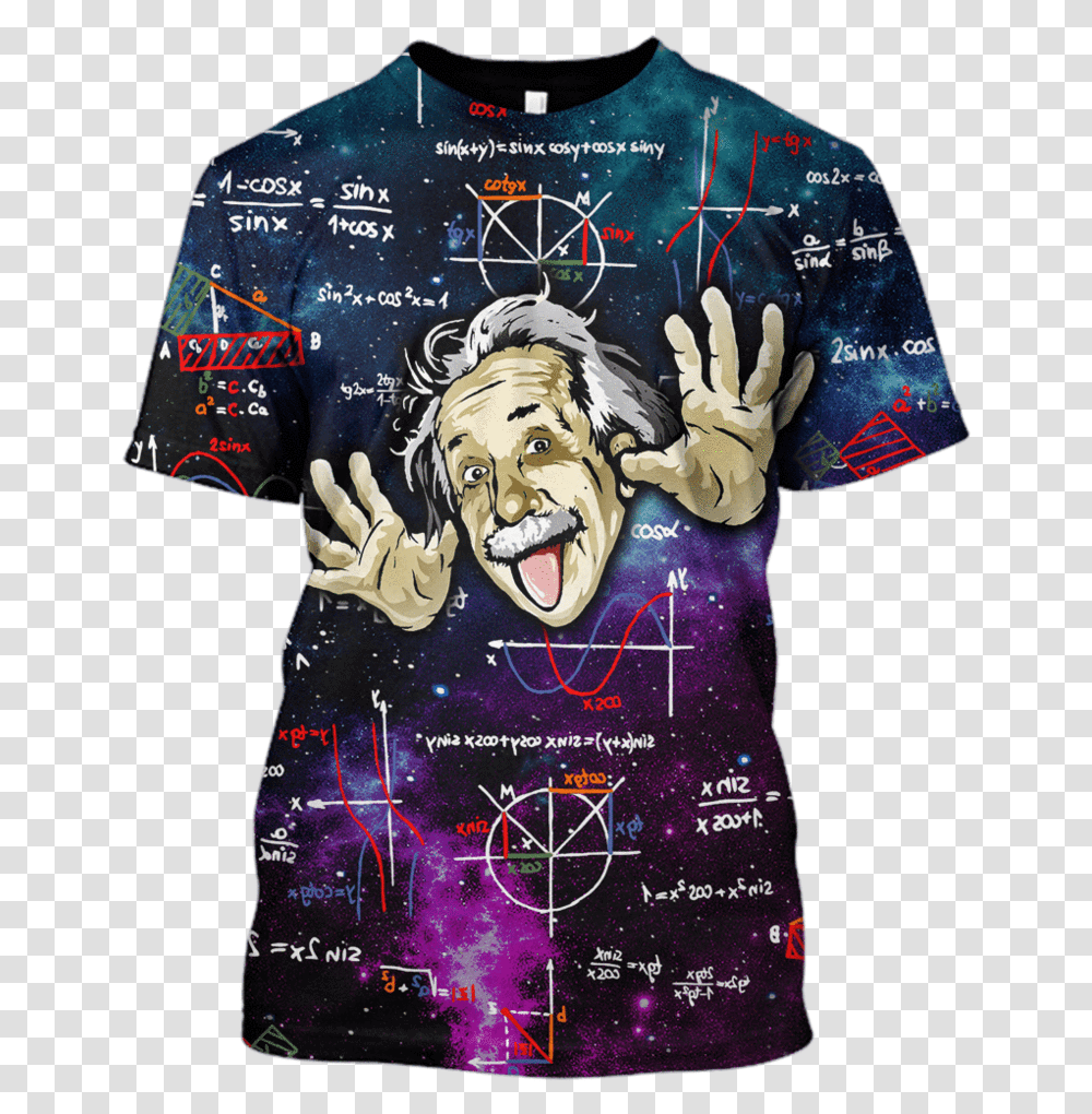Albert Einstein Thinking Outerspace Custom T Shirt 3d Mikiny, Sleeve, Poster, Advertisement Transparent Png