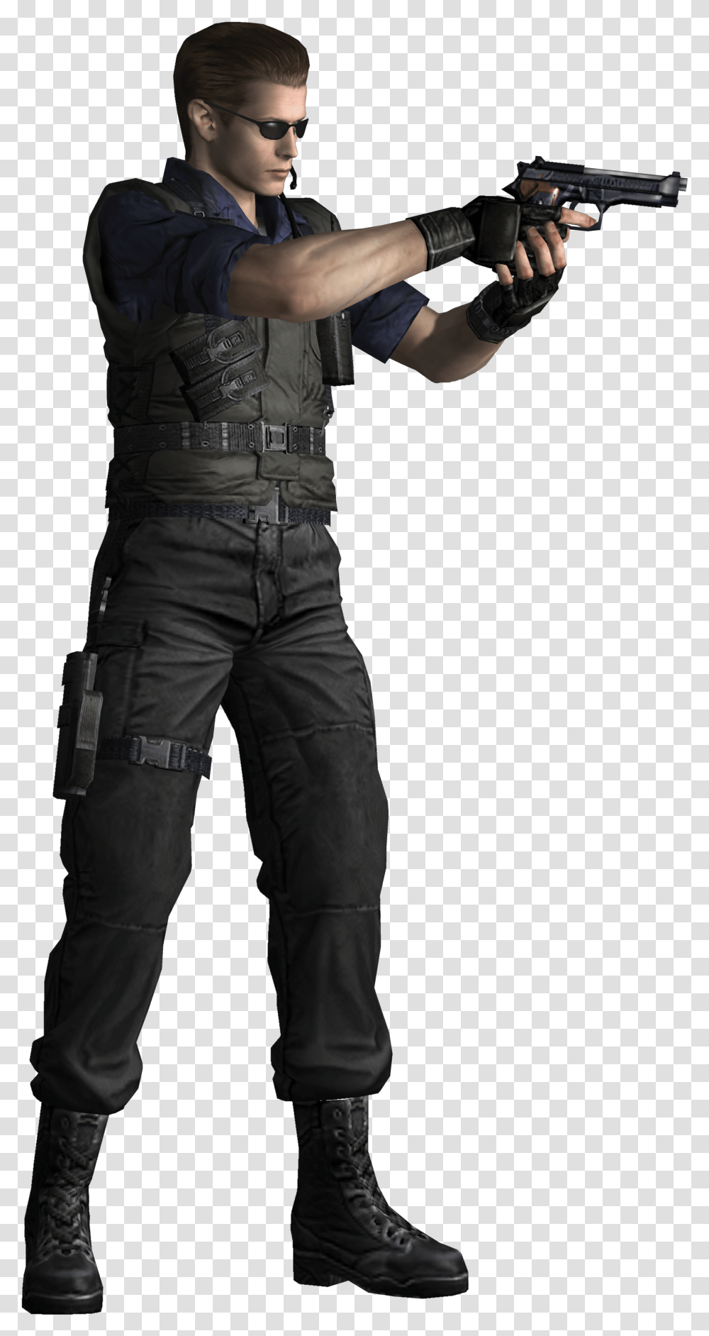 Albert Wesker Resident Evil Remake, Person, Gun, Weapon, Pants Transparent Png