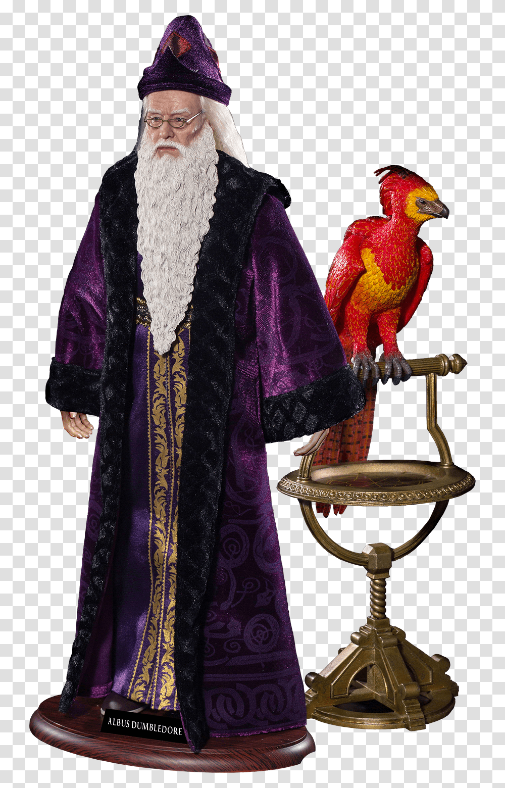 Albus Dumbledore With Fawkes 16th Scale Action Figure Harry Potter Dumbledore Figures, Person, Costume, Bird Transparent Png