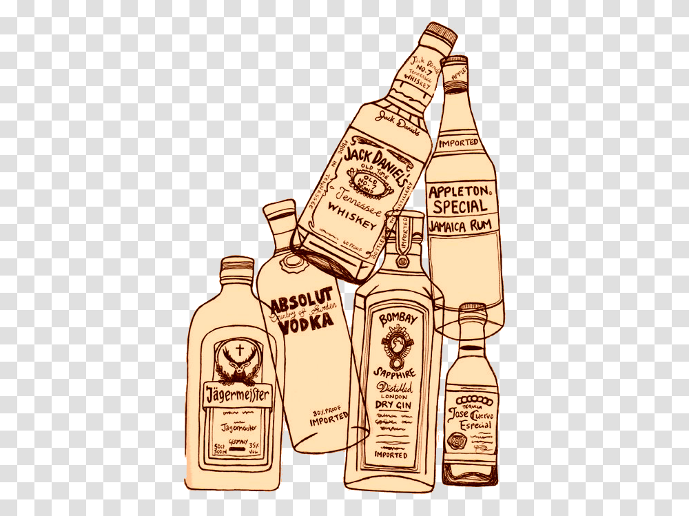 Alcohol Drawing Download Cool Drawings Of Alcohol, Bottle, Label, Beverage Transparent Png