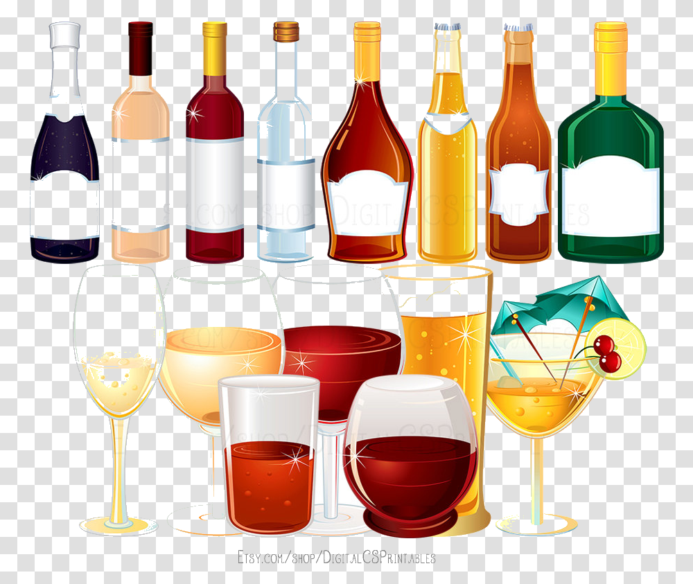 Alcohol Free Alcoholic Drinks Cliparts Clip Art Alcohol Clipart, Wine, Beverage, Glass, Bottle Transparent Png