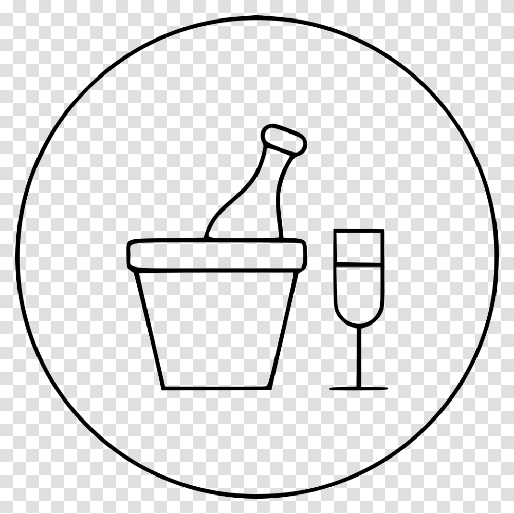 Alcohol Liquor Bottle Ice Glass Champaign Icon Free, Goblet, Bucket, Beverage, Drink Transparent Png