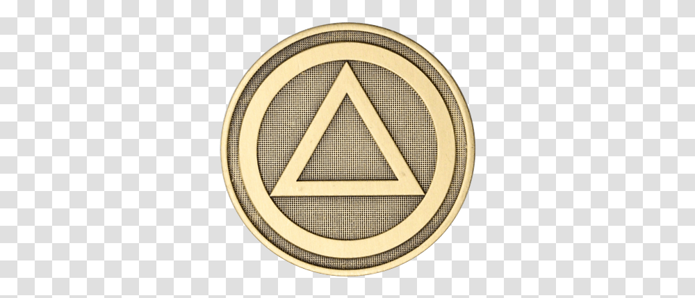 Alcoholics Anonymous Circle Triangle Bronze Aa Coin Recovery Medallion Token Ebay Language, Symbol, Rug, Logo, Trademark Transparent Png