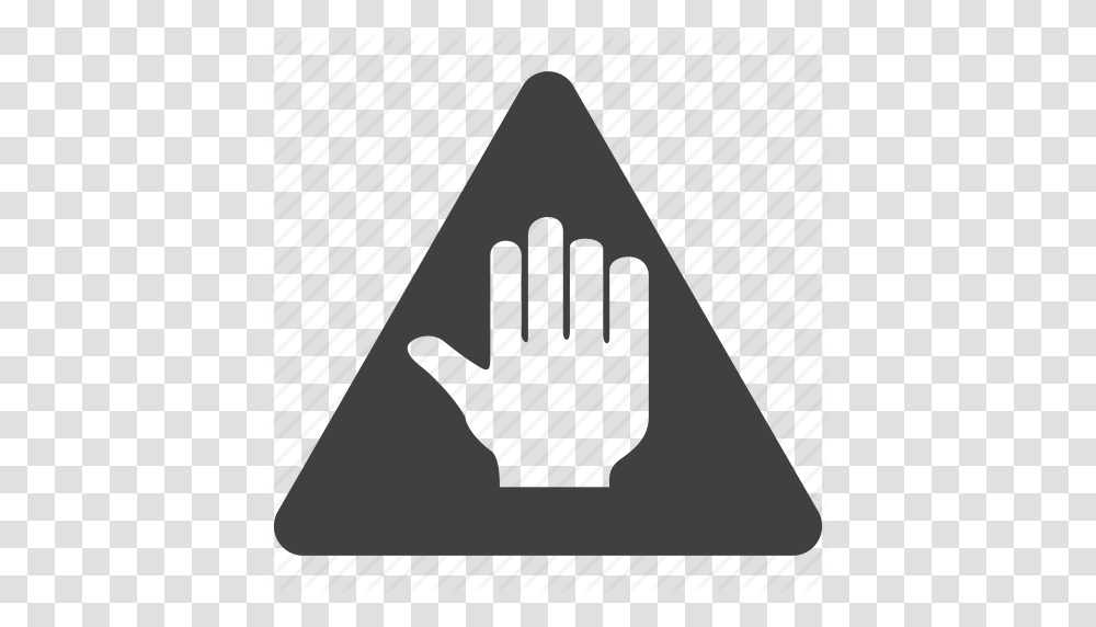 Alert Ban Blocked Caution Hand Prohibition Reject Sign, Triangle, Cone Transparent Png