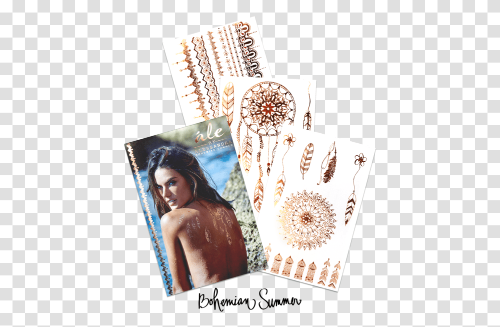 Alessandra Ambrosio Tattoo Rose, Person, Paper, Advertisement, Poster Transparent Png