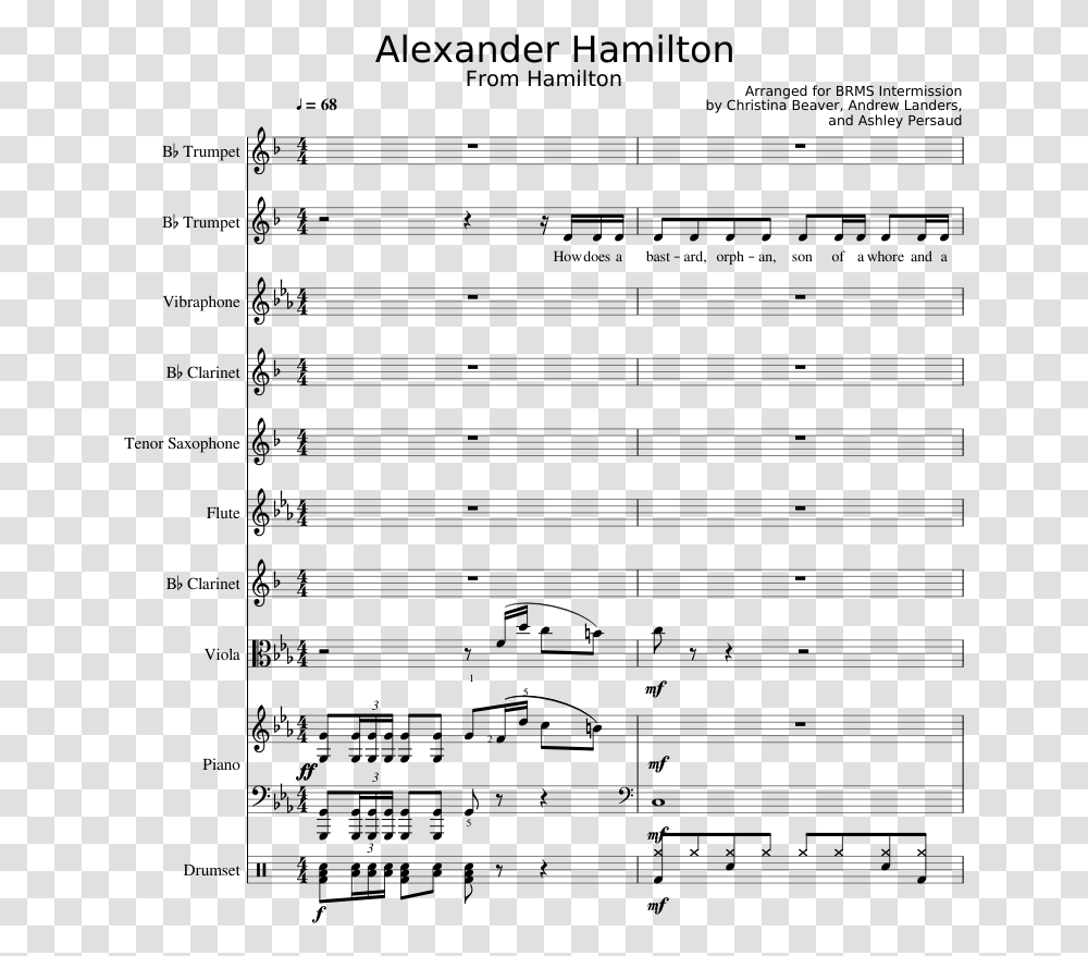 Alexander Hamilton Clarinet Sheet Music, Gray, World Of Warcraft Transparent Png