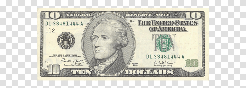 Alexander Hamilton Face On The 10 Dollar Bill, Person, Human, Money, Driving License Transparent Png