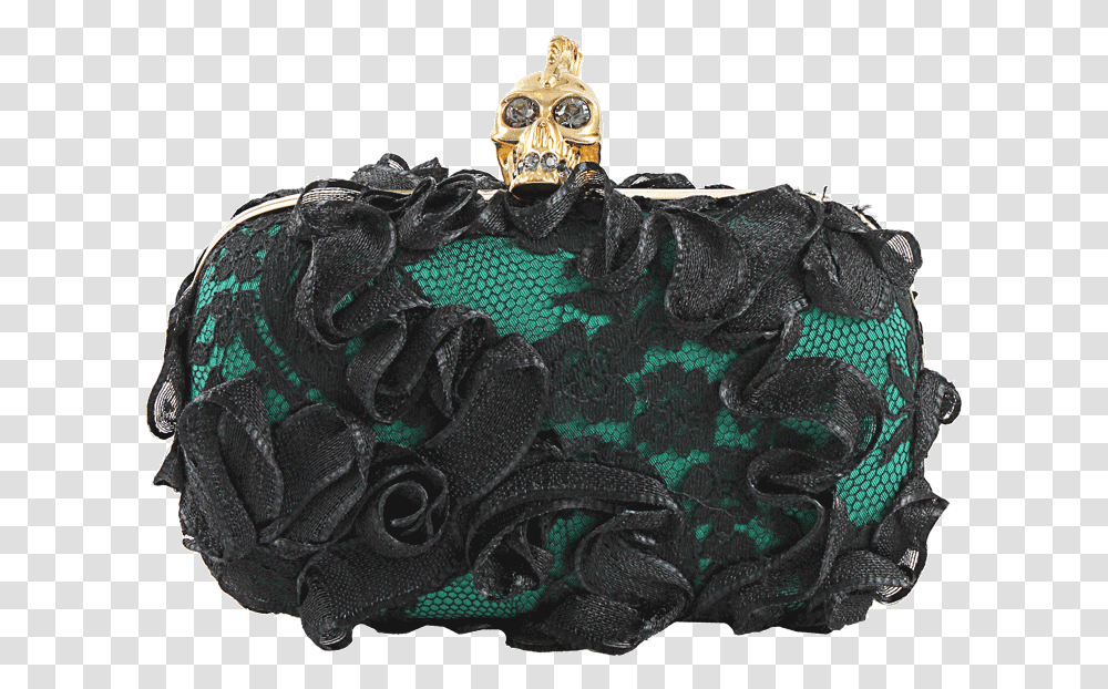 Alexander Mcqueen Greenblack Lace And Ribbon Skull Handbag, Accessories, Accessory, Treasure, Jewelry Transparent Png