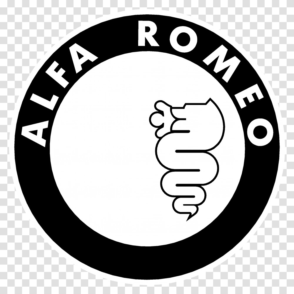 Alfa Romeo Logo Black And White Circle, Text, Hand, Label, Symbol Transparent Png
