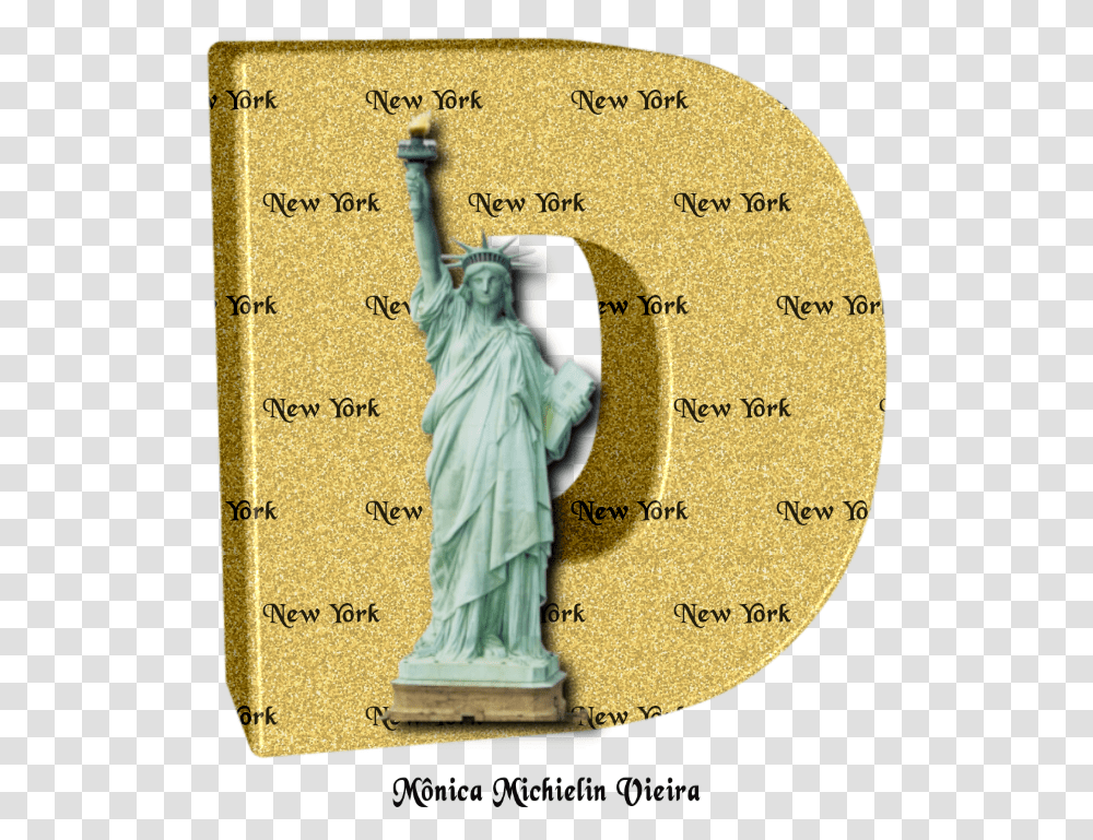 Alfabeto Dourado Com Esttua Da Liberdade Statue Of Liberty, Figurine, Person, Human Transparent Png