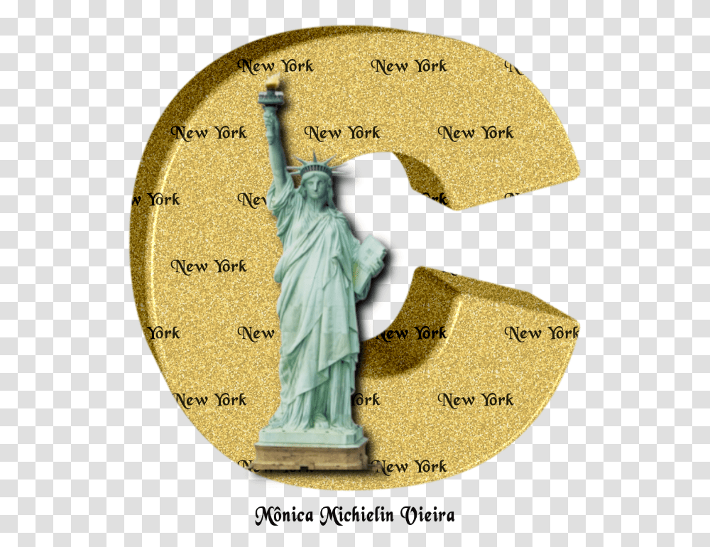 Alfabeto Dourado Com Esttua Da Liberdade Statue Of Liberty, Sculpture, Figurine, Person Transparent Png