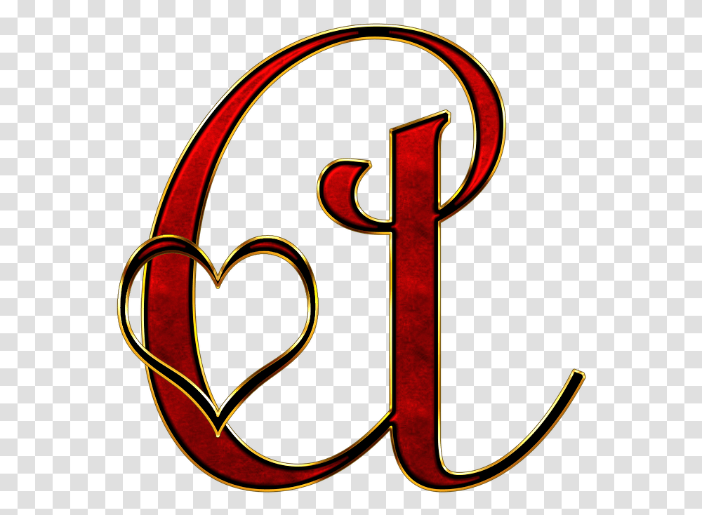 Alfabeto Rojo Con Dorado Y Corazn Letter A With A Heart, Alphabet, Number Transparent Png