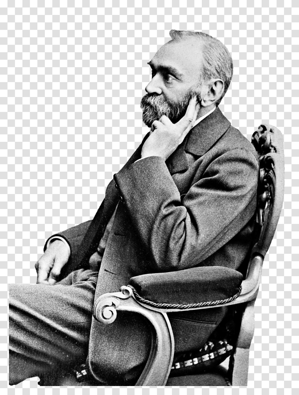 Alfred Nobel, Chair, Furniture, Face, Person Transparent Png