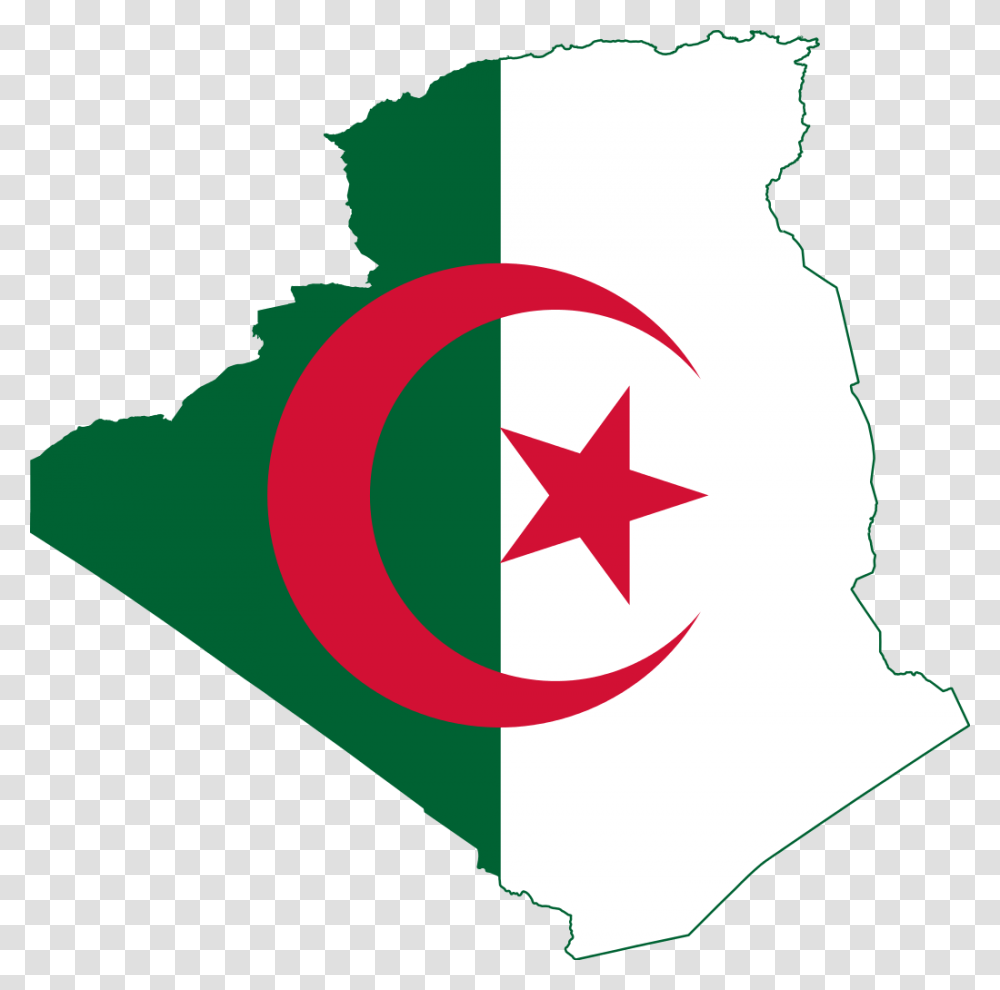 Algeria Flag And Map, Star Symbol, Logo, Trademark Transparent Png