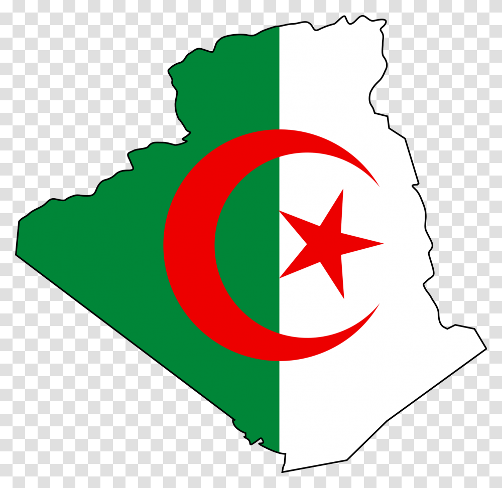 Algeria Flag Map Large Map Algerian Flag And Map, Star Symbol, First Aid Transparent Png