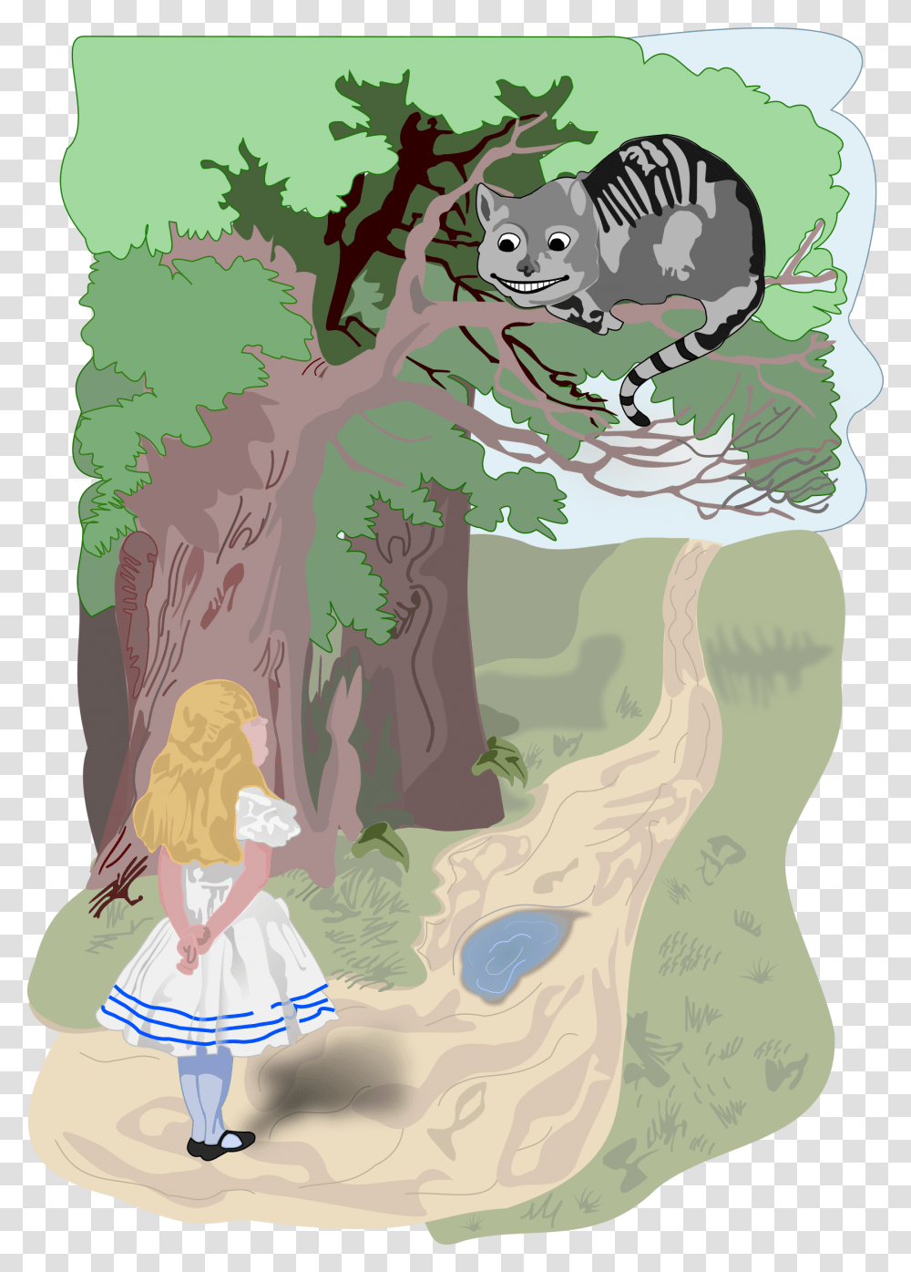 Alice And The Cheshire Cat Clip Arts Alice And Cheshire, Plant, Mammal, Animal, Tree Transparent Png