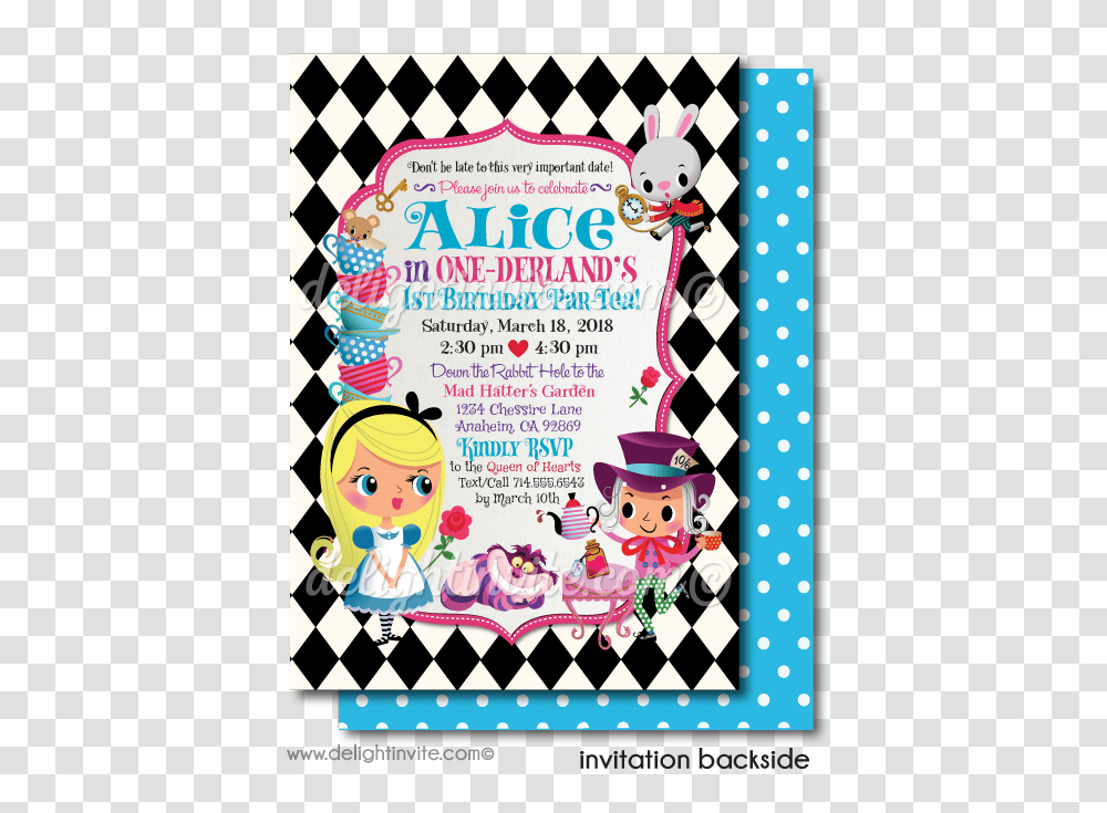Alice In Onederland Birthday Tea Party Invitations, Poster, Advertisement, Flyer, Paper Transparent Png