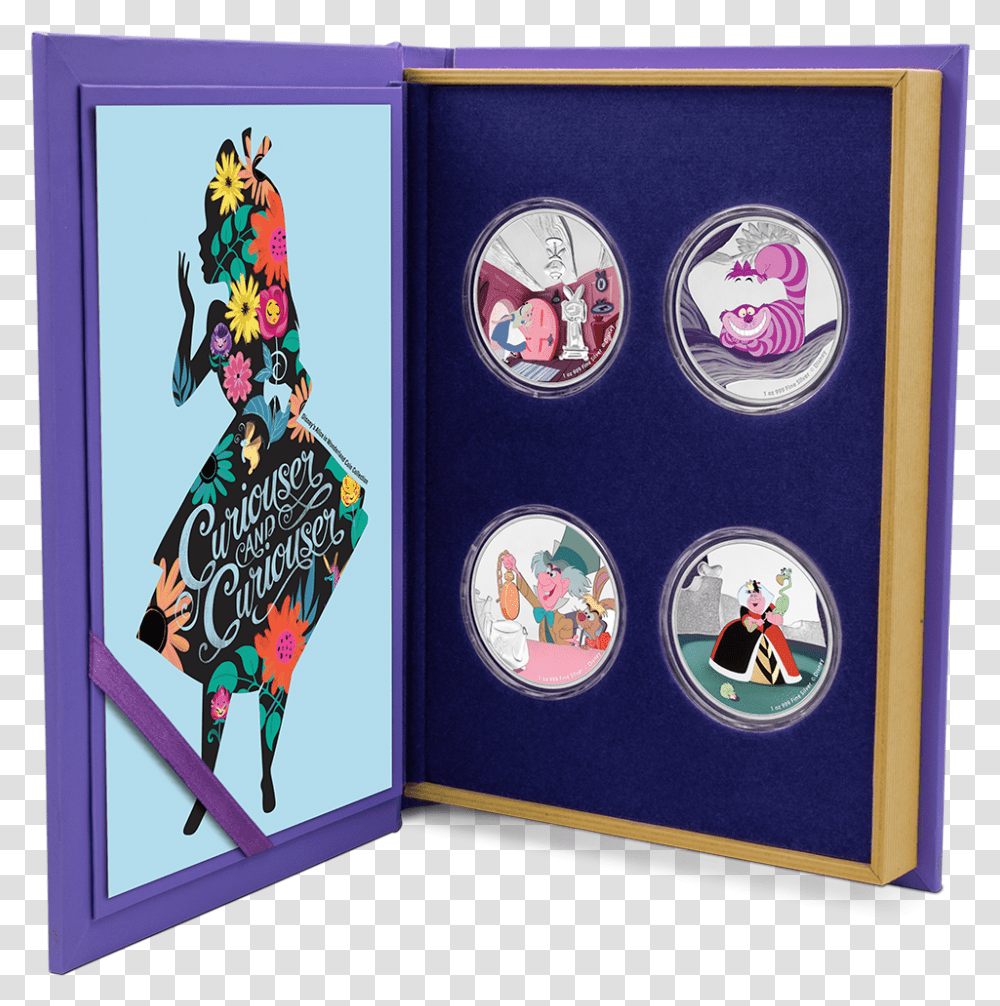 Alice In Wonderland 4 X 1oz Silver Coin Set Coin, Poster, Advertisement, Person, Human Transparent Png