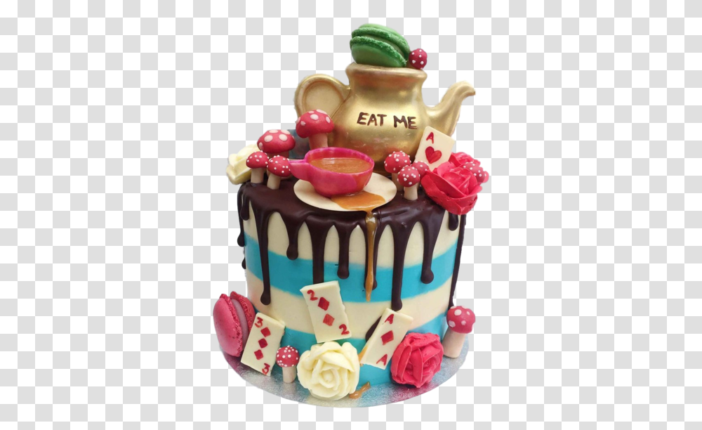 Alice In Wonderland Cake Alice Through The Looking Glass Cake, Birthday Cake, Dessert, Food, Pottery Transparent Png