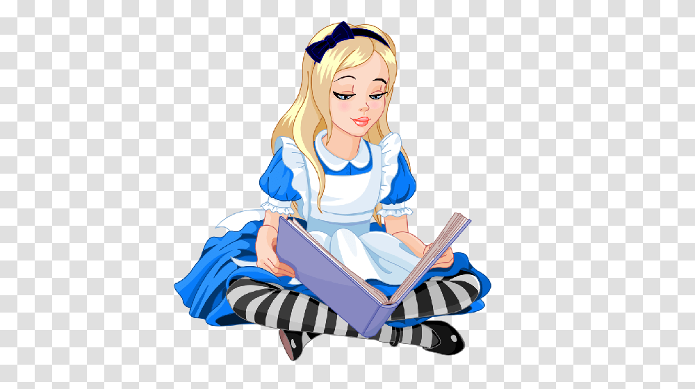 Alice In Wonderland Clip Art, Person, Human, Sitting, Reading Transparent Png