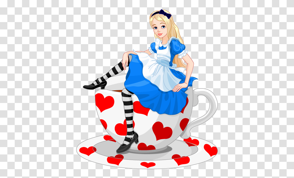 Alice In Wonderland Cute, Person, Human, Pottery, Cup Transparent Png