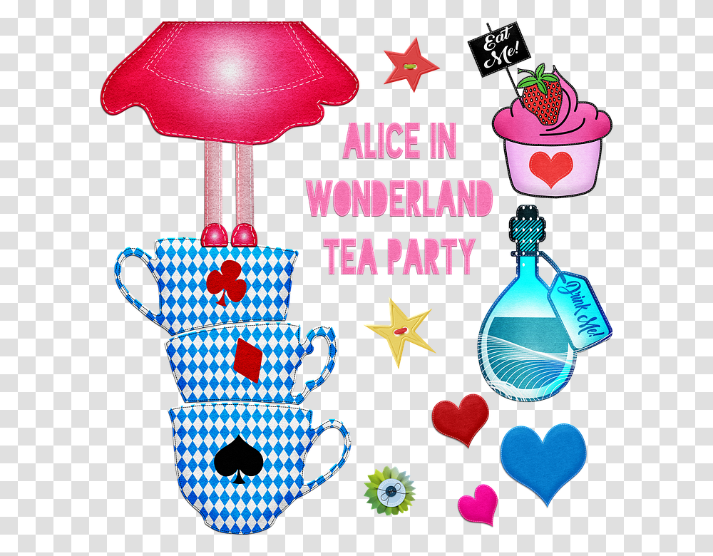 Alice In Wonderland Felt Clip Art Tea Party Alice, Star Symbol, Number Transparent Png