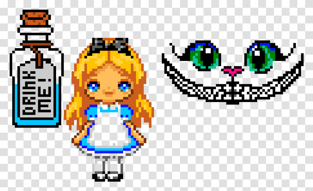 Alice In Wonderland Pixel Art, Pac Man, Super Mario Transparent Png