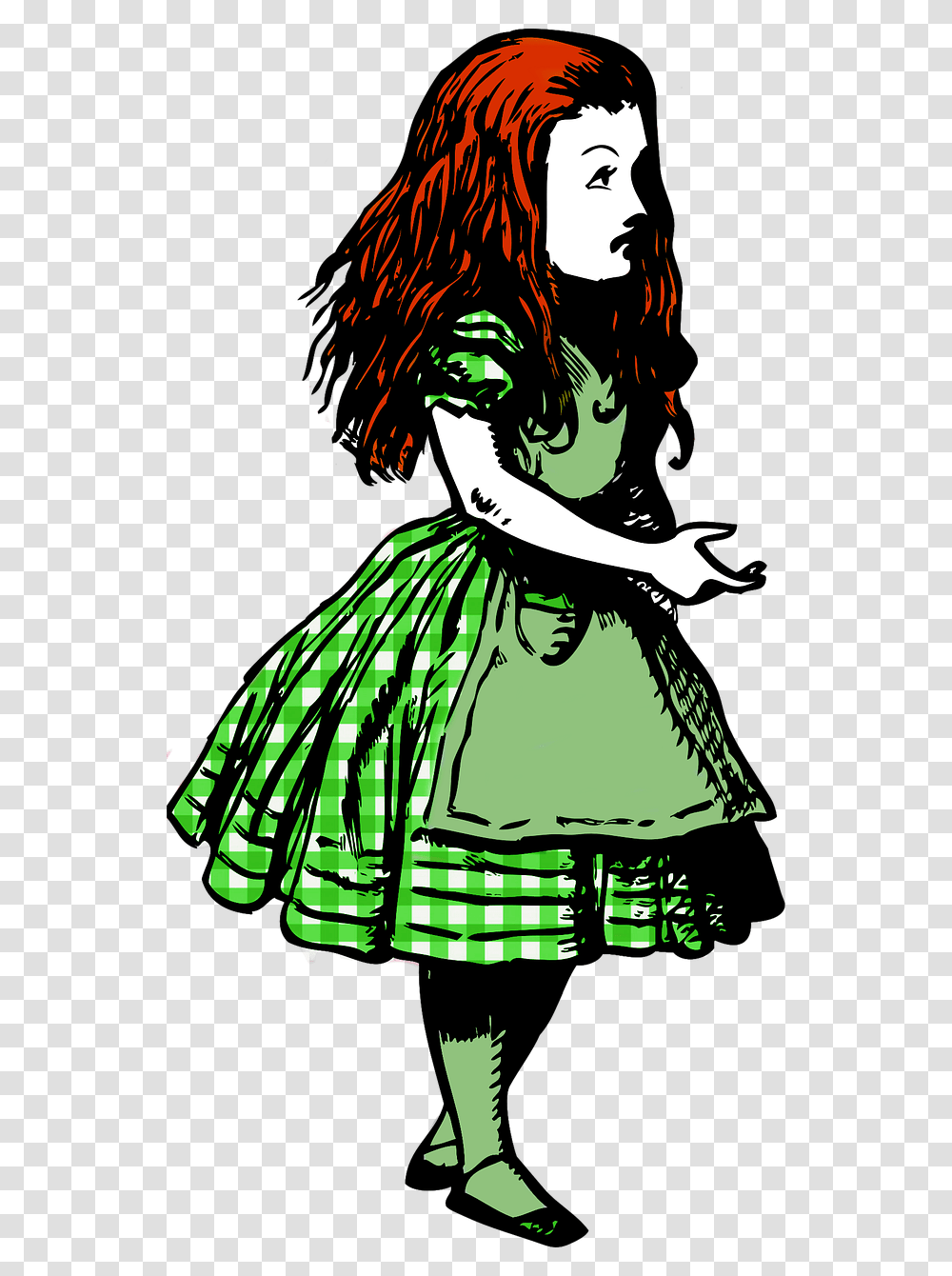Alice In Wonderland Red Hair Gingham Free Photo Alice In Wonderland Illustrations, Hula, Toy, Leisure Activities, Person Transparent Png