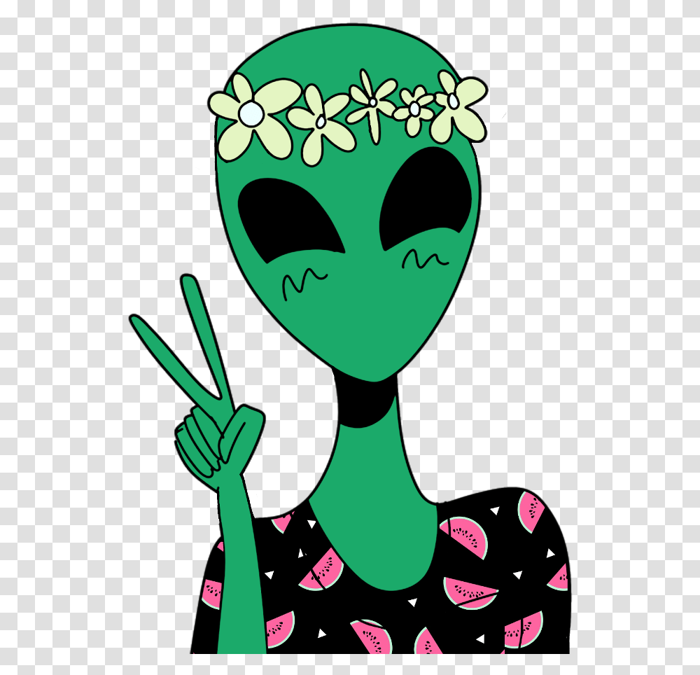 Alien Aliens Girl Outline Mysticker Drawing Draw, Floral Design, Pattern Transparent Png