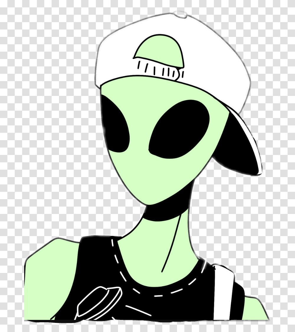 Alien Aliens Kawaii Cute Tumblr Sotumblr Alie, Baseball Cap, Green, Mask Transparent Png