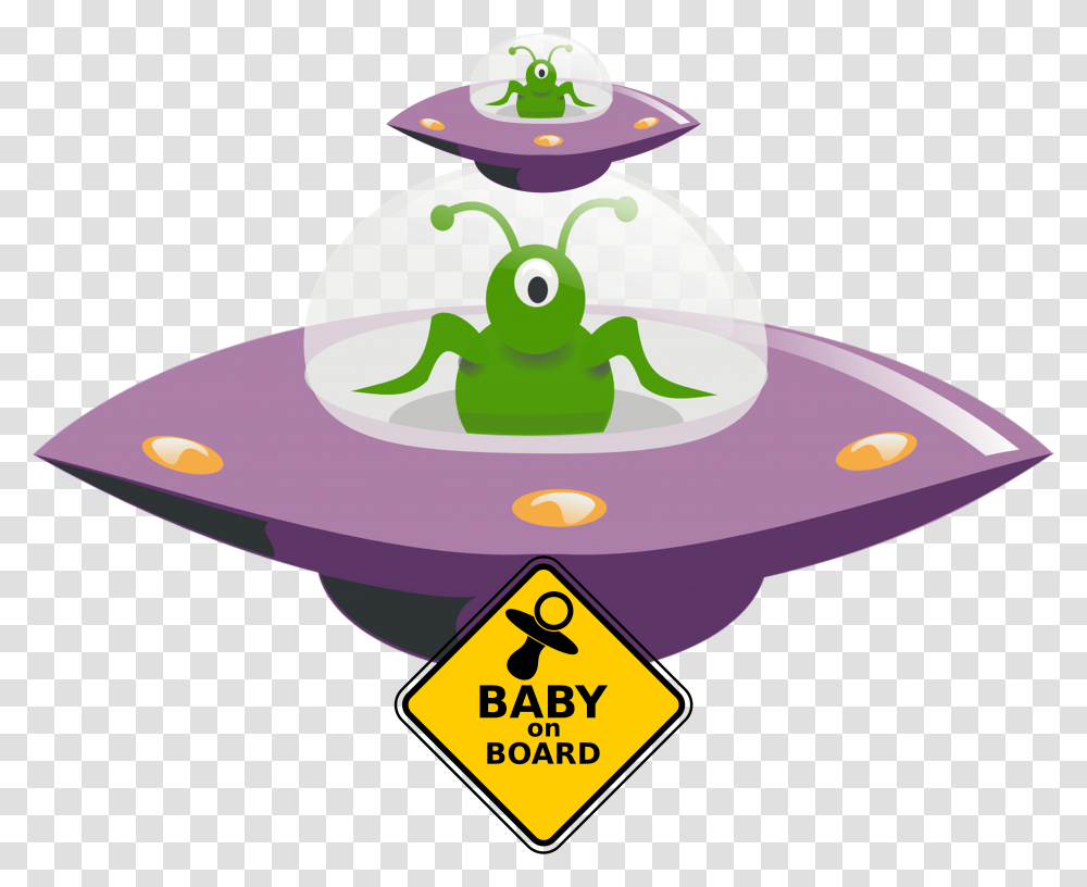 Alien Baby On Board Alien Ufo, Vehicle, Transportation Transparent Png