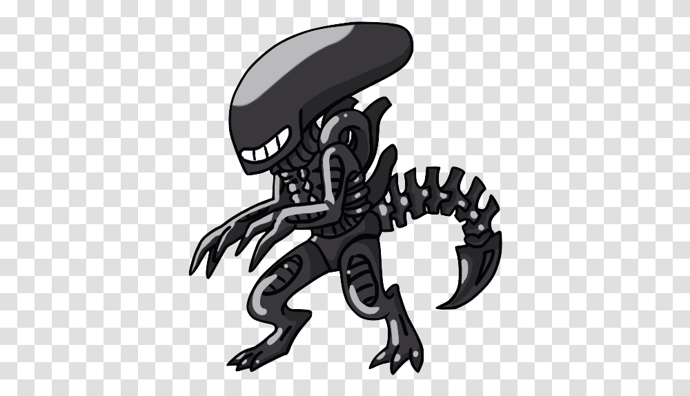 Alien Claw Silhouette Cartoon Xenomorph Chibi, Hook, Dragon, Machine Transparent Png