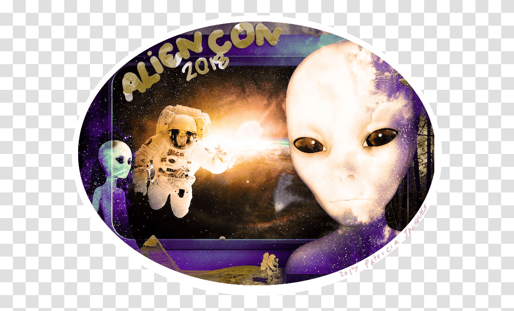 Alien Digital Collage Button Illustration Alien Con 2018, Person, Human, Disk, Dvd Transparent Png