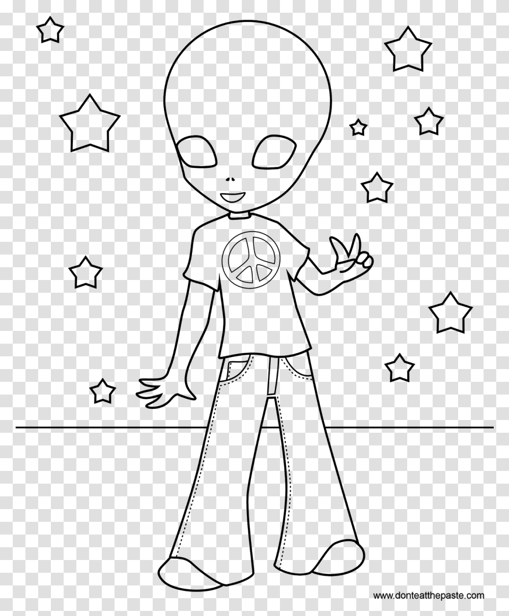 Alien Flashing A Peace Sign Coloring, Gray, World Of Warcraft Transparent Png