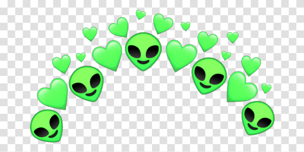 Alien Heartcrownheartcrown Green Heart Emoji, Footprint, Recycling Symbol Transparent Png