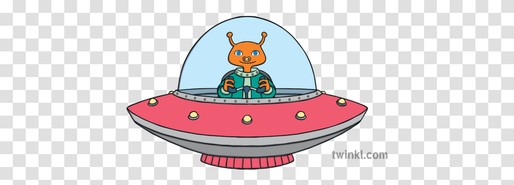 Alien In A Pink Space Ship Flying Saucer Ufo Eyfs Ks1 Green Alien Flying Saucer, Water, Birthday Cake, Dessert, Food Transparent Png