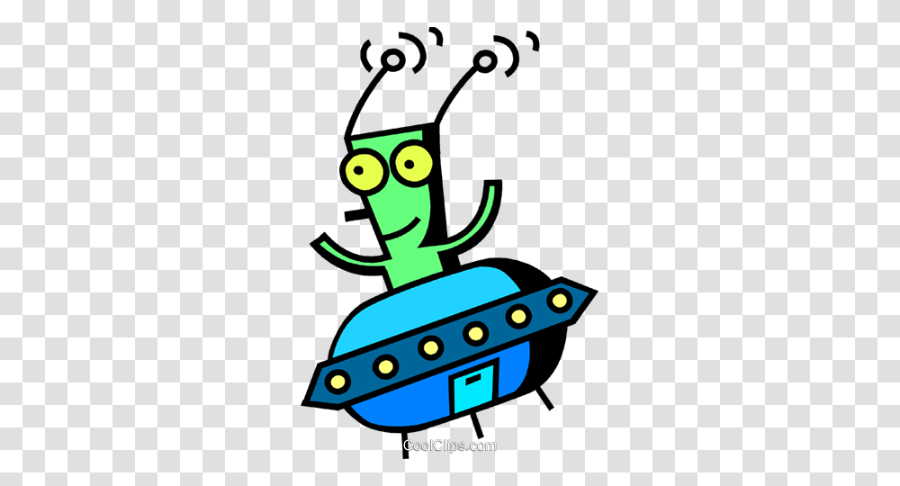 Alien In Flying Saucer Royalty Free Vector Clip Art Illustration, Plant, Green, Robot Transparent Png