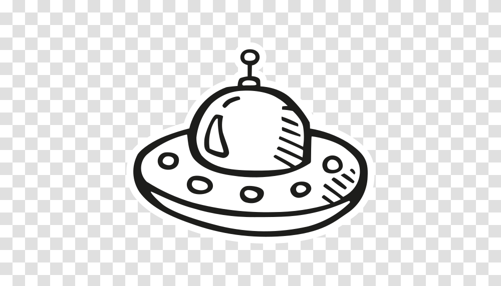 Alien Ship Icon Free Of Space Hand Drawn Black Sticker, Apparel, Sombrero, Hat Transparent Png