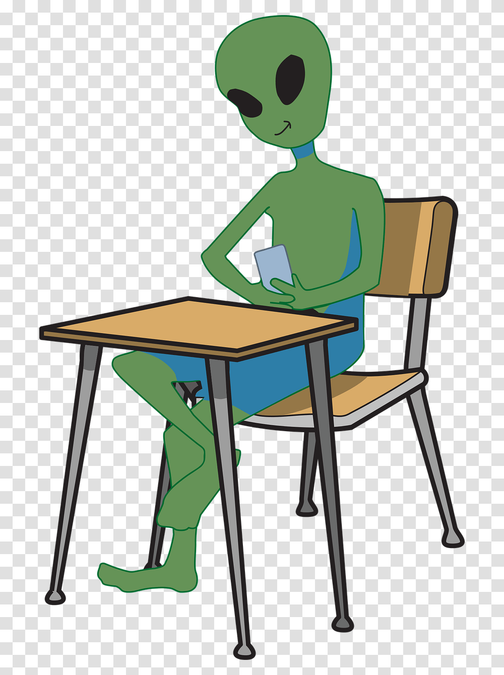 Alien Student Device Free Photo Student Desk Clip Art, Furniture, Chair, Sitting, Standing Transparent Png