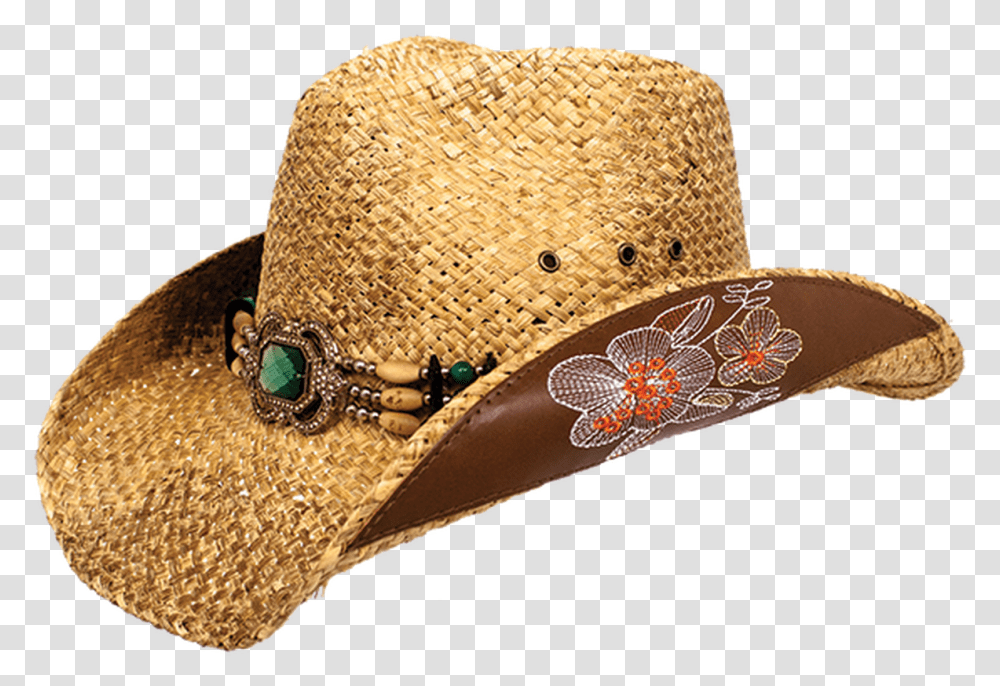 Aliza Floral Embroidered Straw Cowboy Hat By Peter Cowboy Hat, Apparel, Baseball Cap, Sun Hat Transparent Png