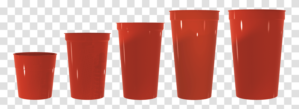 All Cups Red Ps Sizes Lineup Red Different Size Plastic Cups, Shaker, Bottle, Measuring Cup Transparent Png