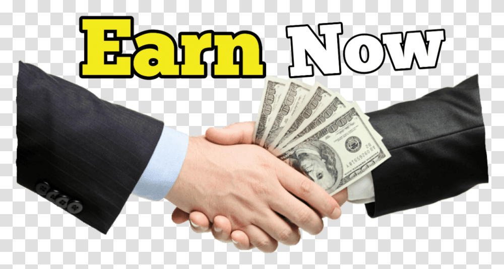 All Earning Tips Hand Shake With Money, Person, Human, Dollar Transparent Png