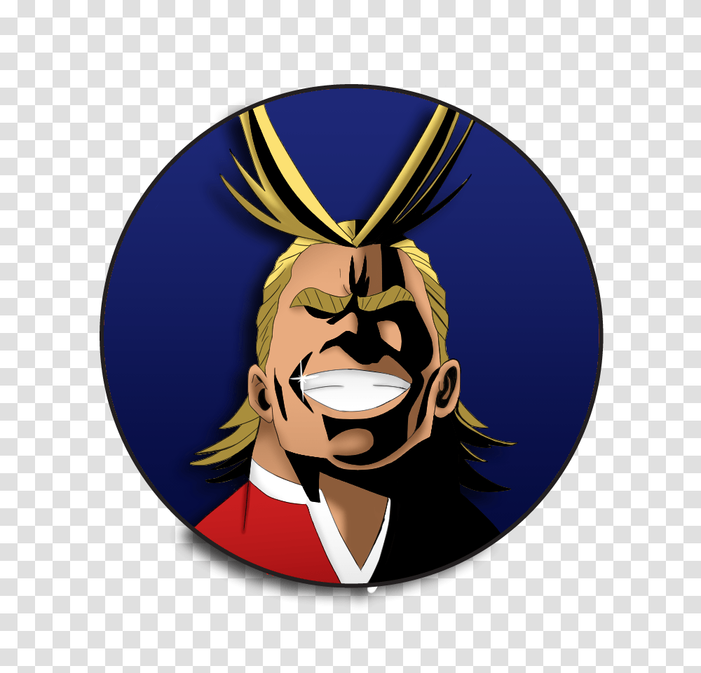 All Might From My Hero Academia On A Or Pin Back Button, Face, Person, Head, Logo Transparent Png