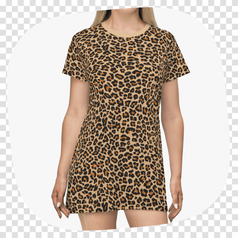 All Over Print Leopard Print Dress Leopard, Apparel, Blouse, Person Transparent Png